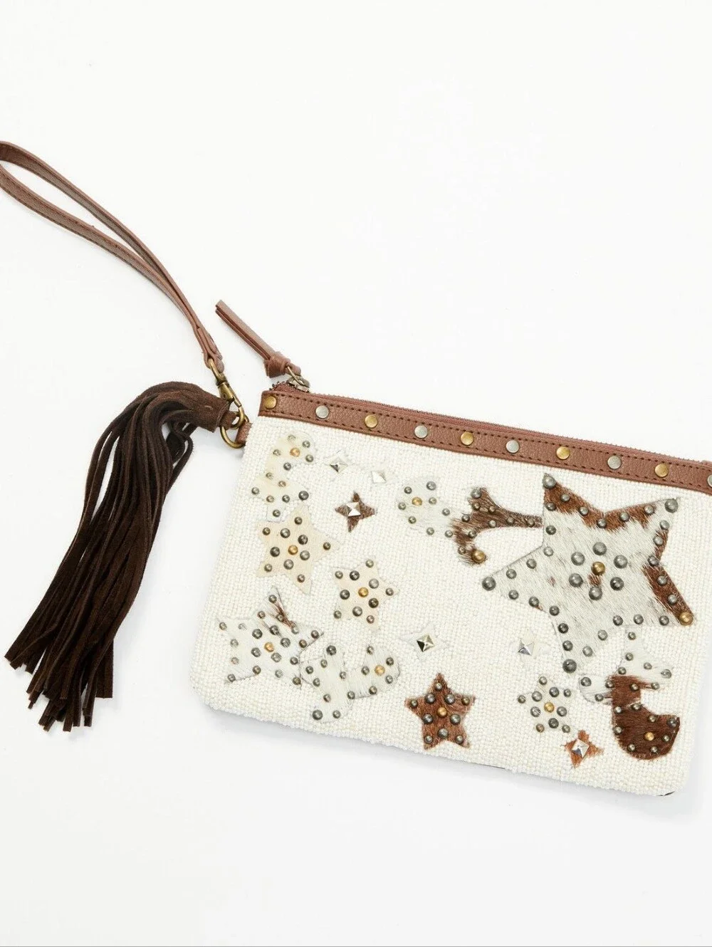 Shyanne Tegan Seed Beaded Cowhide & Leather  Clutch Wallet